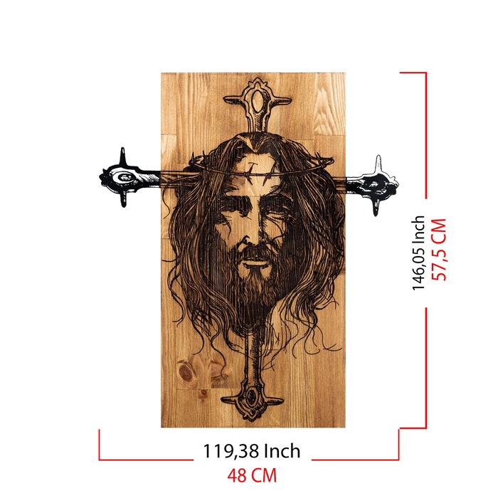 Wallity Escultura de pared Jesus en Negro y Nogal